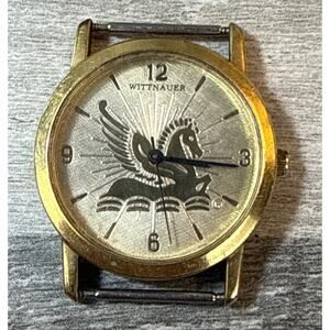 Wittnauer Watch Mens 33mm Gold Tone Pegasus Logo No Band Needs Battery